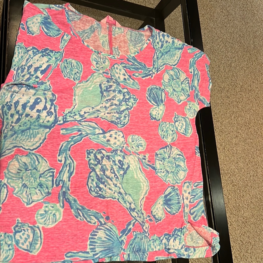 Lilly Pulitzer Linen T shirt XL EEUC